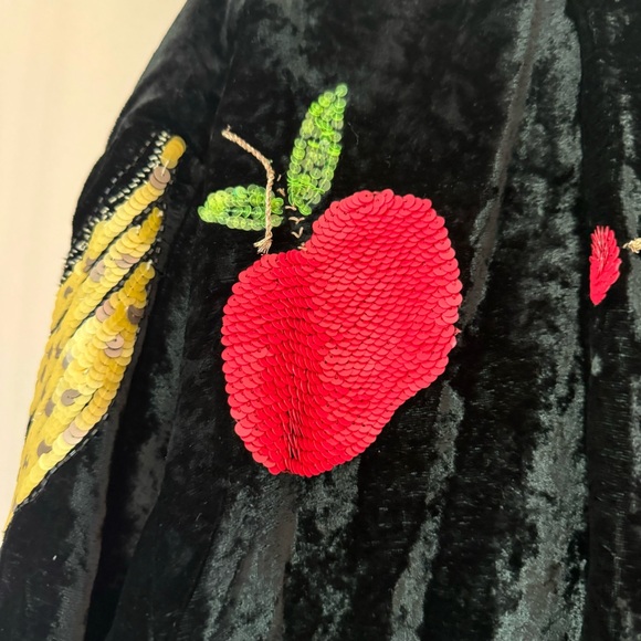 Vintage velour fruit sequin track jacket 1X - Picture 9 of 11